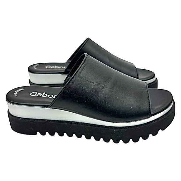 Gabor Sandals Female’s Billie Wedge Black Leather Size UK 4.5 US 6.5 Pre-Owned - Picture 5 of 8